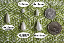 White Tear Drops Acrylic/Faux Pearl Style Beads Half (1/2) Drilled Various Sizes