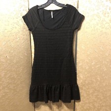 Free People Black Flared Hem Dress Size Medium M RUNS SMALLER