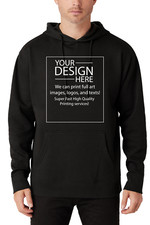 Custom Personalized Print Lightweight Pullover Black Hoodie w/ Design