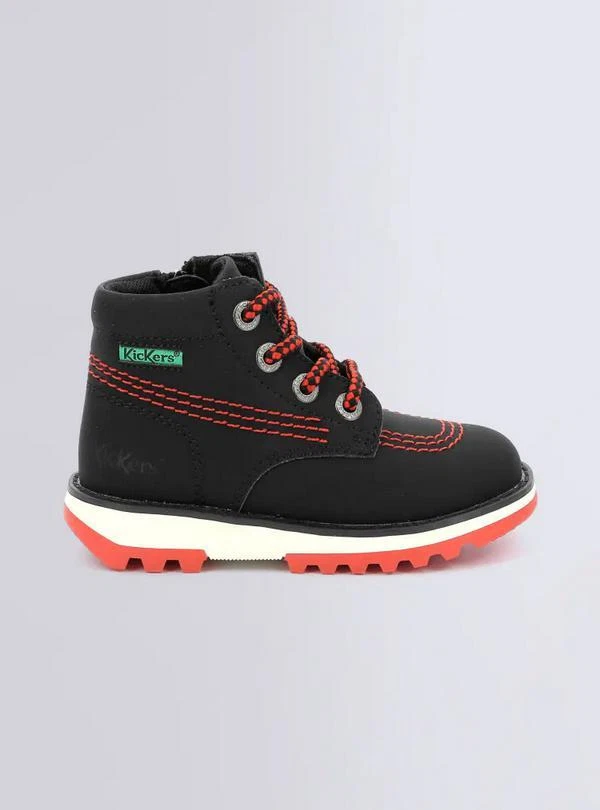Kickers Botines Unisex Kickrally20 Con Cordones Y Cremallera - 83 (Negro/Rojo) - Imagen 2 de 4