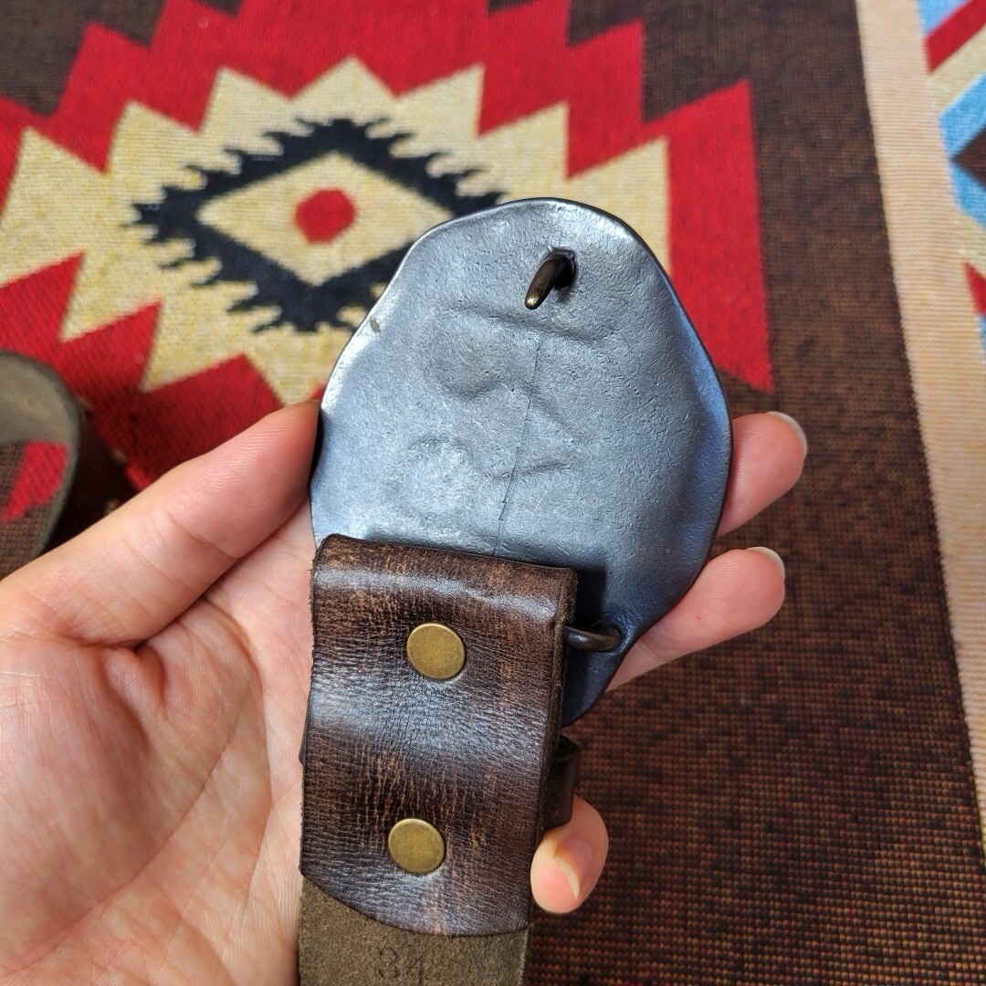 RL Double RL Distressed Studded Leather Western Belt Sz.34 RL Double RL Distressed Studded Leather Western Belt Sz.34
