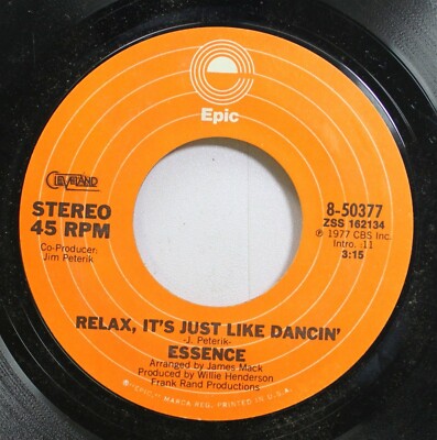 Soul 45 Essence - Relax, It'S Just Like Dancin' / Standin' Here With My Love Wid