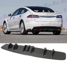 Carbon Fiber Look Car Rear Bumper Spoiler Valance Lip Body Kit For Tesla Model S