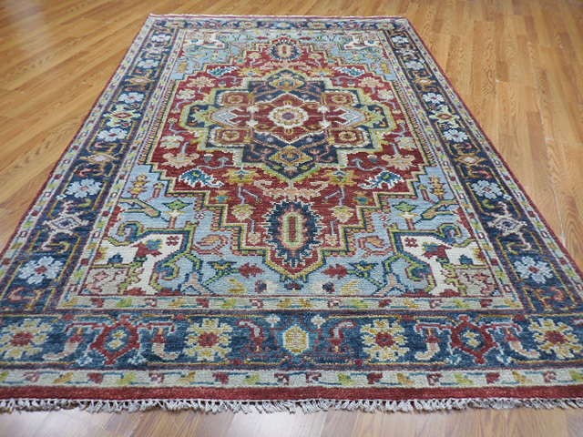 Turkish Oushak Rug, Geometric Multicolored Area Rug,Handmade Bohemian Rug 6x9 Ft