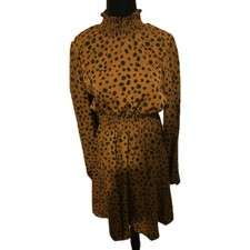 Shein Women M All Over Print cinch Waist Short Dress Cheetah Geometric Adult