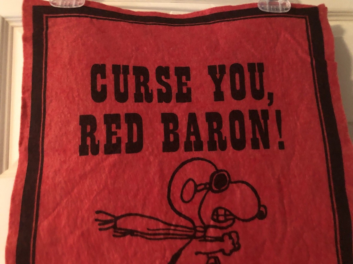 1967 Vintage Snoopy Peanuts Red Felt Banner/Pennant 