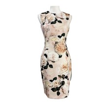 Calvin Klein Pastel Pink Floral Sheath Dress Structured Office Workwear Sz 4