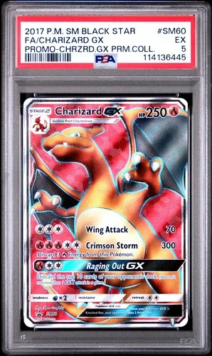 POKEMON BLACK STAR PROMO CHARIZARD GX SM60 FULL ART HOLO PSA 5 EX #114136445