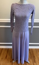 Vintage Satin Lace Nightgown Lavender Long Sleeve Women s Size Medium read