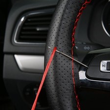 Genuine Leather Diy Car Steering Wheel Cover Anti-slip For 1538 Cm Black Us