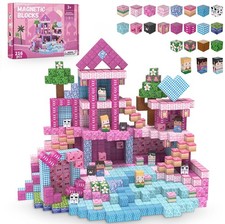 216PCS Magnetic Building Blocks for Girls, Pink Princess STEM Toys for Ages 4...