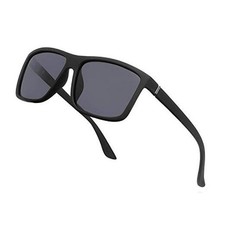 Men's Sports Polarized Sunglasses Square Frame A01 Matteblack Frame/Grey Lens