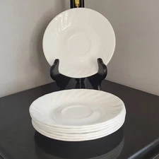 Corelle Classic White Swirl Saucer Set Of 7
