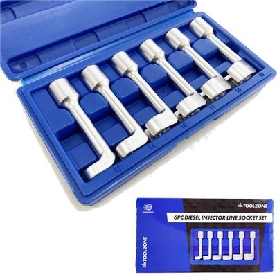 ToolZone 6pc Diesel Injector Line Socket Set 12-19mm 1/2 Drive Common Rail