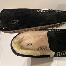 UGG Ansley Black Suede Sheepskin Warm Moccasins Slippers Shoes Size US 9 Women