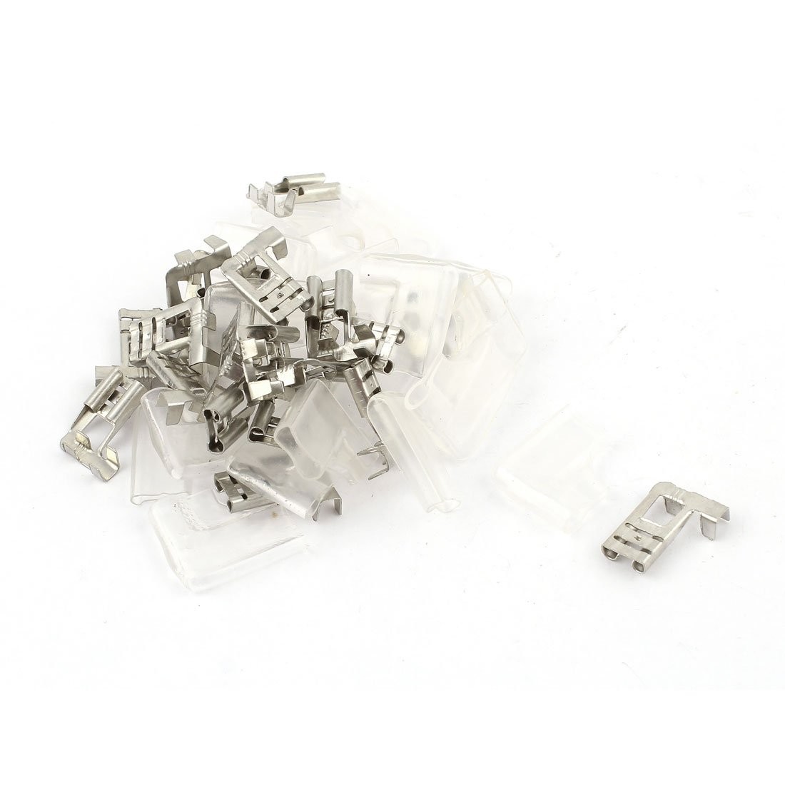 sourcing map 20pcs Flag 6.3mm Crimp Wire Terminal Female Spade Connector Case