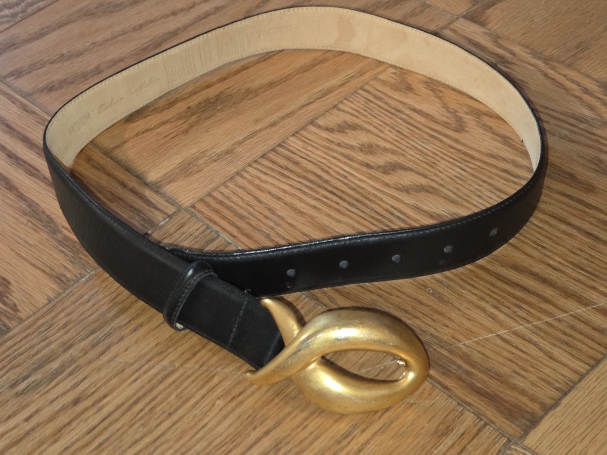 Robert Lee Morris Navy Italian Calfskin Leather Belt Medium 