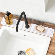 Stone Faucet Mat for Kitchen Sink, Quick Dry Diatomite Sink Splash Guard, Upg...