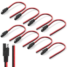 8 Pack 12 Inch SAE Connectors 14AWG 2 Pin Single Plug Connectors
