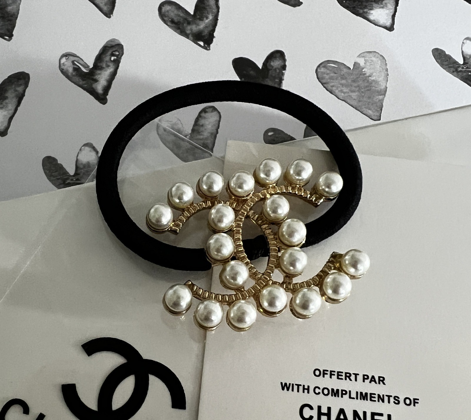 Chanel Beaute Elastic Band Hairband VIP Gift Hair Ties Accessories Card Bag