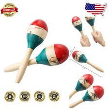 Large Colorful Wood Maracas - Smooth, Durable Salsa Rhythm Shakers for Party