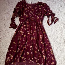 Floral Cottage Core Whimsical Boho Western Prairie Peasant Earthy Dress Womens S