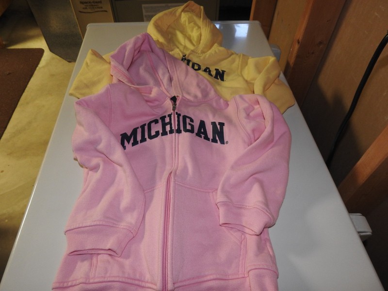 Lot 2 Girls Hoodies Hooded Sweatshirts University Of Michigan U of M 6 6X New