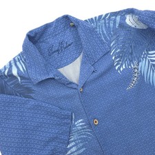 Tommy Bahama Shirt Men's XL Blue Floral Short Sleeve Camp 100 Silk Aloha