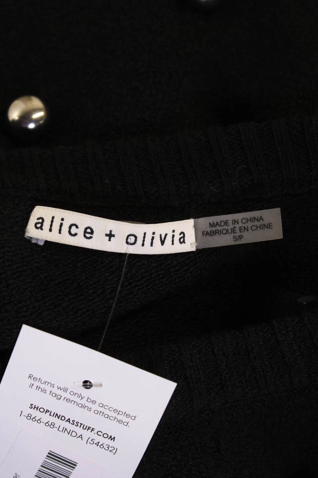 Alice + Olivia Women Pullover Sweater Black Crew Neck Long Sleeve Size S - Image 4 of 4