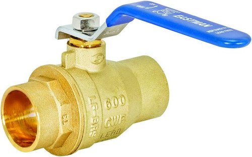 Heavy Duty Full Port Brass Ball Valve, 1 in Sweat X 1 in Sweat Connection, 20065