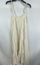 American Eagle Women's NWT Cream Tiered Tie Strap Maxi Dress Size S
