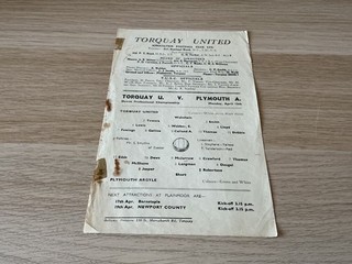 Torquay United v Plymouth Argyle Devon Professional Championship 12th April 1954