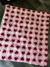 Fleece Fabric Pink Red with Hearts 60W x 33 Inches 6