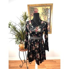 Arizona Jeans Fit & Flare Dress Women's 14 Multi Floral 3/4 Sleeve Cottagecore
