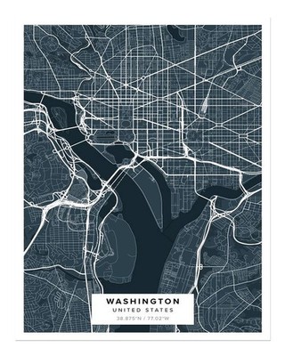 Washington DC Map Wall Art Poster - Modern Urban Design Fine Art Print