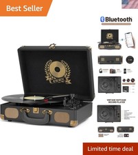 Vinyl Record Player Bluetooth Turntable 3-Speed Suitcase Portable Vintage Bel...