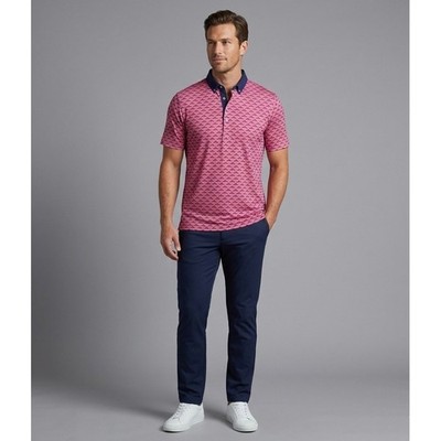 Greyson Wolf Mens 2XL Polo Shirt Pink Navy Bird Print Golf Performance SS