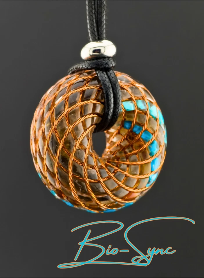 Torus "Auric Tide" Vortex Energy Pndt Kingman Turquoise, Peruvian Opalina Amber  - Image 4 of 4