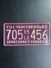1965 Louisiana License Plate 705 456 FUT TRACTOR 64000