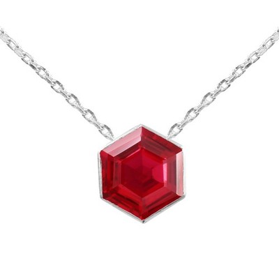 Burma Ruby Halskette 925 Silber Anhänger Hexagon Schnitt 10x10 MM