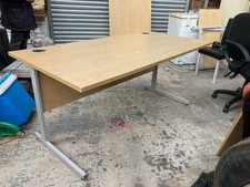 Metal Frame Office Desk 160 x 80 cm x 74 cm high Light Wood Effect Grey