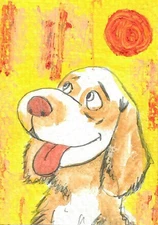 Aceo Artcard "GOODY DOGGIE #6" Watercolor Art FREE SHIPPING