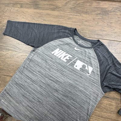 Nike x MLB Arizona Diamondbacks Shirt Mens Large Gray Dri Fit Raglan 3/4 Sleeve