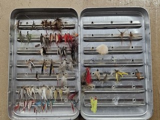 Fly Box Trout Flies Fly Fishing #97 VINTAGE Over 60 Lures