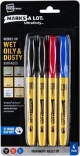 Marks A Lot(R) UltraDuty(TM) Bullet Tip Permanent Markers Assorted 4/PK Carded
