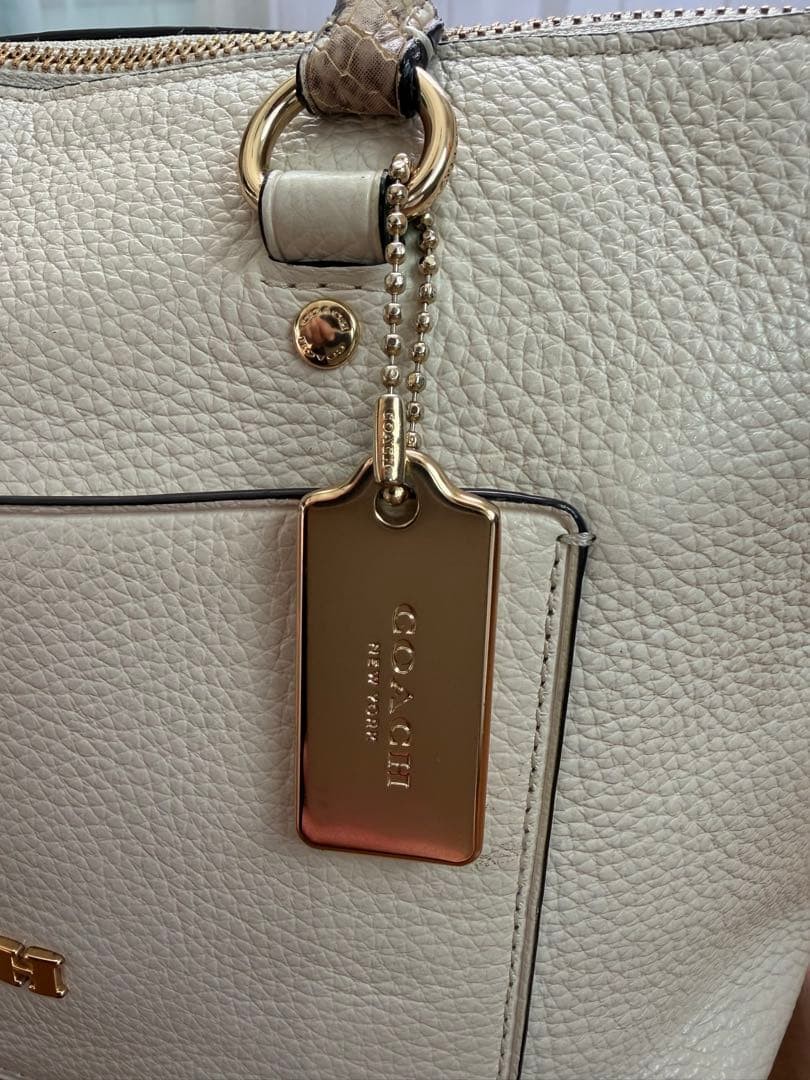 COACH Snake-Pattern Leather Mini Shoulder Bag Whi… - image 10