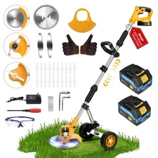 Electric Weed Wacker Cordless Weed Eater Battery Powered 21V, 4-in-1 Brush Cu...