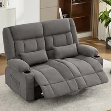 Recliner Loveseat w Cup Holders for Living Room Love Seat Manual Side Pocket