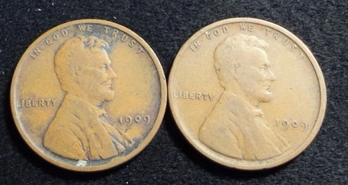 Lot of (2) 1909 P Lincoln Wheat Penny 1c VG Very Good Condition Coin cb603