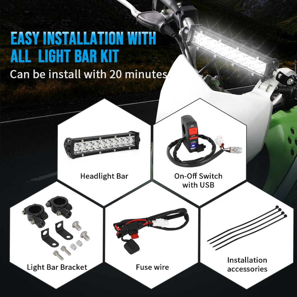 Led Headlight Light Bar Lighting Upgrade Kit For Honda CRF110 CRF250F R CR125R - Image 4 of 4